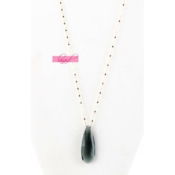 Anthropologie Skipping Stones Necklace Crystal Gem Gemstone Geode Gold Gray Grey - Picture 3 of 7